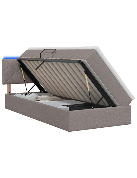 Letto con contenitore LED e materasso Tortora 90 x 190 cm