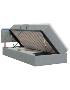 Letto con contenitore LED e materasso Grigio Chiaro 90 x 200 cm