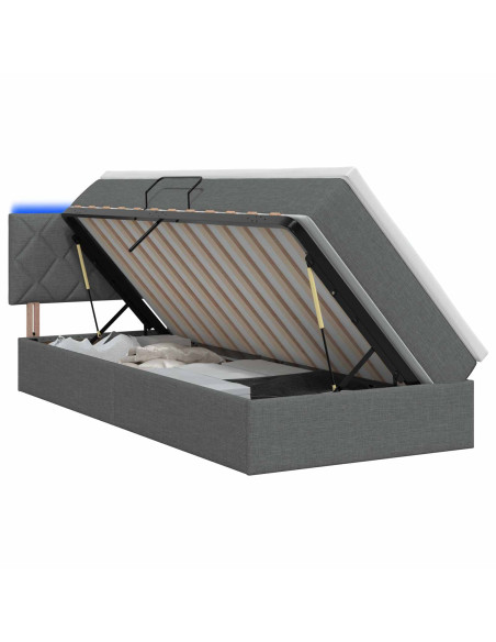 Letto con contenitore LED e materasso Grigio Scuro 90 x 200 cm