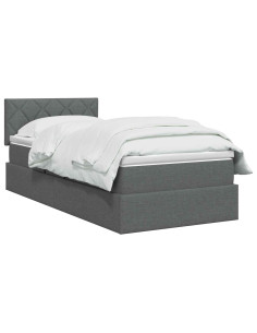 Letto con contenitore LED e materasso Grigio Scuro 90 x 200 cm 2