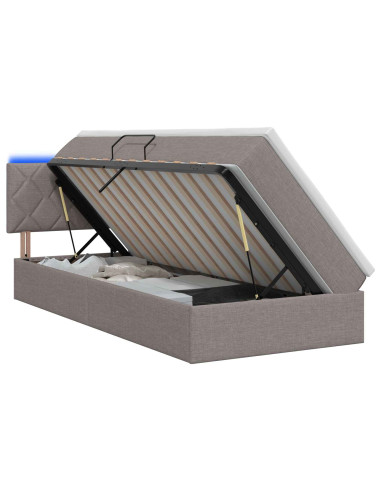 Letto con contenitore LED e materasso Tortora 90 x 200 cm