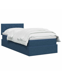 Letto con contenitore LED e materasso Blu 90 x 200 cm Tessuto 2