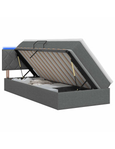 Letto con contenitore LED e materasso Grigio Scuro 100 x 200 cm