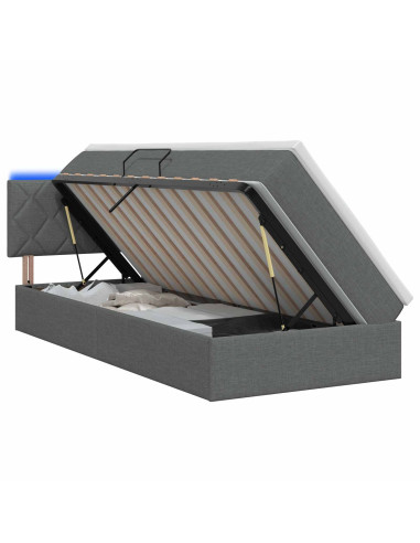 Letto con contenitore LED e materasso Grigio Scuro 100 x 200 cm