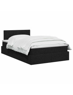 Letto con contenitore LED e materasso Nero 120 x 200 cm Tessuto 2