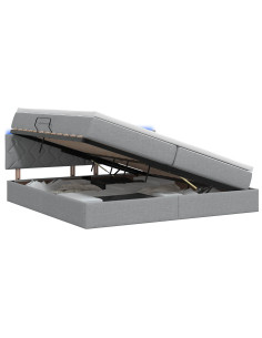 Letto con contenitore LED e materasso Grigio Chiaro