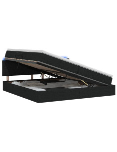Letto con contenitore LED e materasso Nero 200 x 200 cm Tessuto