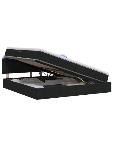 Letto con contenitore LED e materasso Nero 200 x 200 cm Tessuto