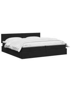 Letto con contenitore LED e materasso Nero 200 x 200 cm Tessuto 2