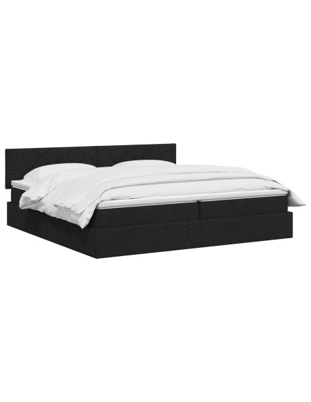 Letto con contenitore LED e materasso Nero 200 x 200 cm Tessuto