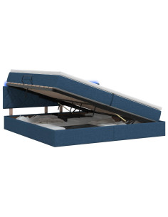 Letto con contenitore LED e materasso Blu 200 x 200 cm Tessuto