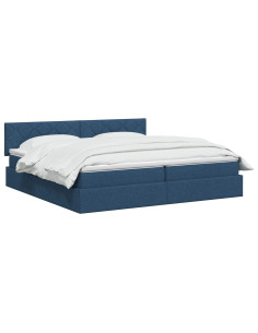 Letto con contenitore LED e materasso Blu 200 x 200 cm Tessuto 2