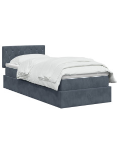Letto con contenitore LED e materasso Grigio Scuro 90 x 190 cm 2
