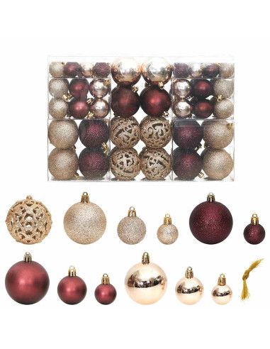 Palline di Natale 100 pz Champagne e Marrone 3 / 4 / 6 cm
