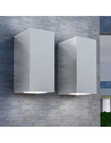 Applique LED da Parete Quadrata 2 pz Proiezione Alto/in Basso