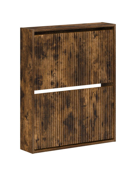Mobiletto per Scarpe da Muro ARNHEM 71 x 17 x 86 cm Rovere Fumo