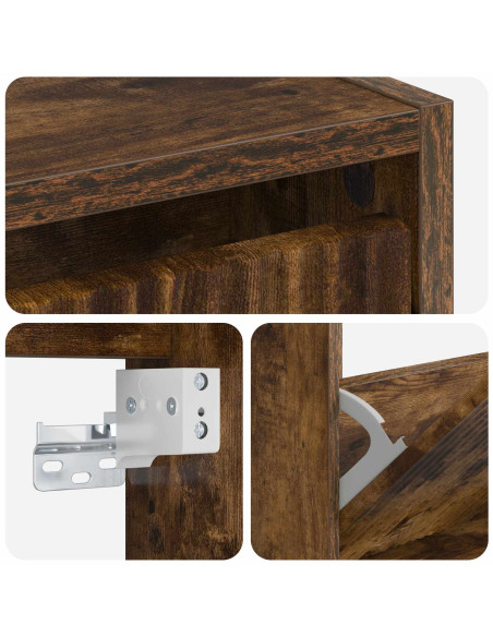 Mobiletto per Scarpe da Muro ARNHEM 71 x 17 x 86 cm Rovere Fumo