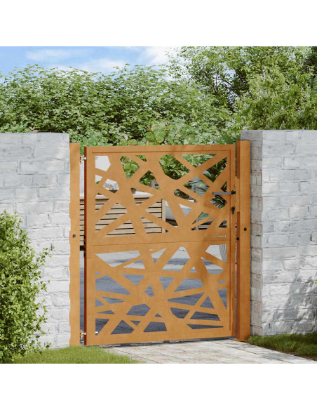 Cancello da giardino 100x100 cm in acciaio corten design leggero