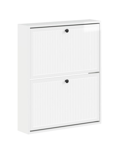 Mobiletto per Scarpe da Muro EDE 71 x 17 x 86 cm Bianco Lucido