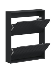 Mobiletto per Scarpe da Muro ZWOLLE 71 x 17 x 86 cm Nero 2