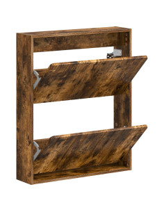 Mobiletto per Scarpe da Muro ZWOLLE 71 x 17 x 86 cm Rovere Fumo 2