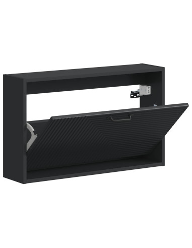Mobiletto per Scarpe da Muro HAARLEM 71 x 17 x 43 cm Nero