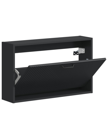 Mobiletto per Scarpe da Muro HAARLEM 71 x 17 x 43 cm Nero