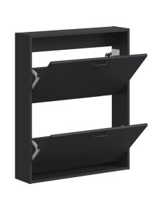 Mobiletto per Scarpe da Muro HAARLEM 71 x 17 x 86 cm Nero 2