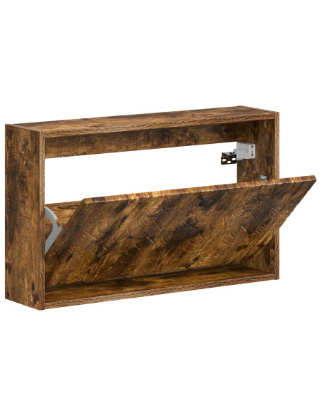 Mobiletto per Scarpe da Muro DELFT 71 x 17 x 43 cm Rovere Fumo