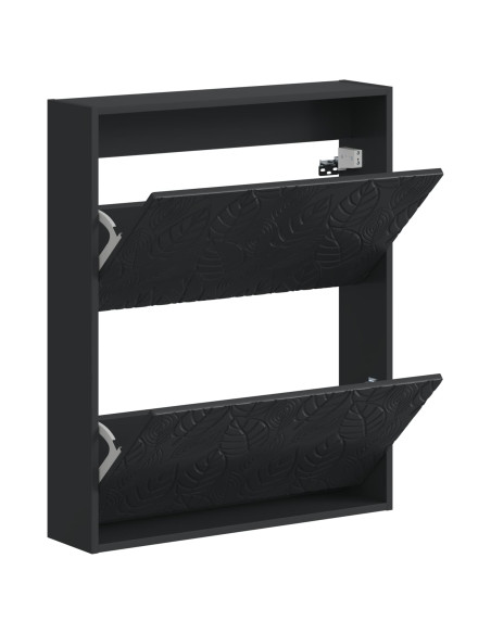 Mobiletto per Scarpe da Muro DELFT 71 x 17 x 86 cm Nero