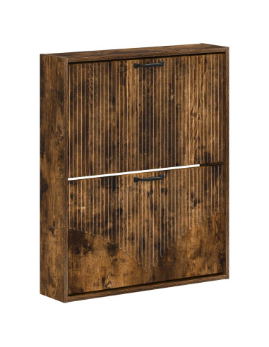 Mobiletto per Scarpe da Muro HOORN 71 x 17 x 86 cm Rovere Fumo