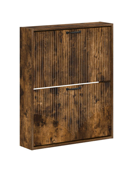 Mobiletto per Scarpe da Muro HOORN 71 x 17 x 86 cm Rovere Fumo