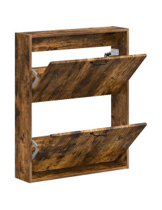 Mobiletto per Scarpe da Muro HOORN 71 x 17 x 86 cm Rovere Fumo 2
