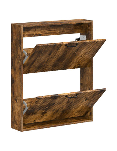 Mobiletto per Scarpe da Muro HOORN 71 x 17 x 86 cm Rovere Fumo