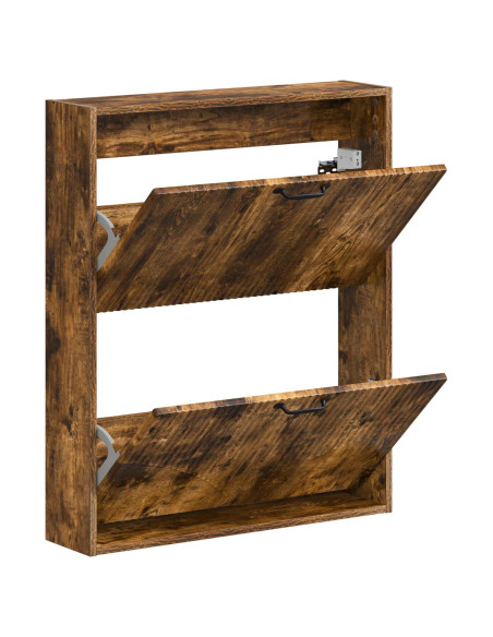 Mobiletto per Scarpe da Muro HOORN 71 x 17 x 86 cm Rovere Fumo