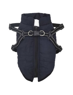 Cappotto Cani Imbracatura Impermeabile Riflettente Blu Navy L40