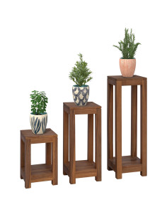 Supporto per piante 3 pz Naturale 25 x 25 x 80 cm 2