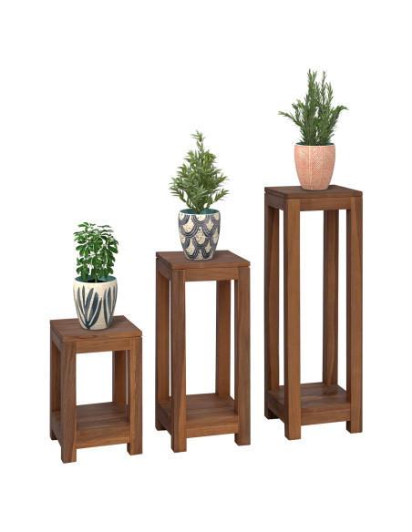 Supporto per piante 3 pz Naturale 25 x 25 x 80 cm