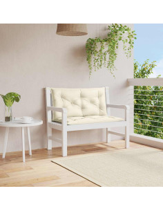 Cuscino per Panca Bianco Crema 100x(50+50)x7cm Tessuto Oxford