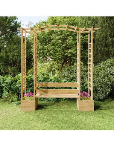Pergola da Giardino Panca e Vasi Legno Massello Pino Impregnato