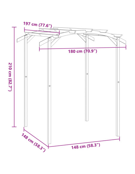 Pergola da Giardino Legno di Pino Impregnato 180x197x210 cm