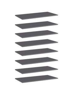 Ripiani per Libreria 8pz Grigio Lucido 80x40x1,5cm Multistrato