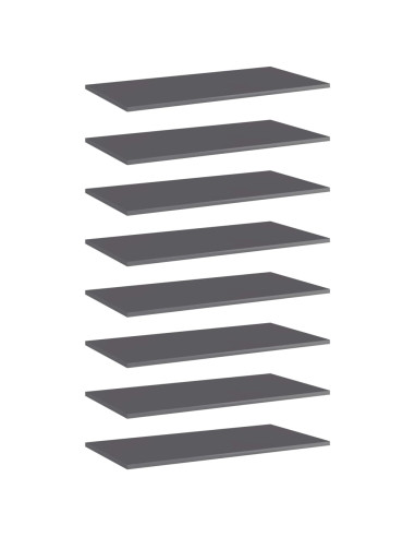 Ripiani per Libreria 8pz Grigio Lucido 80x40x1,5cm Multistrato