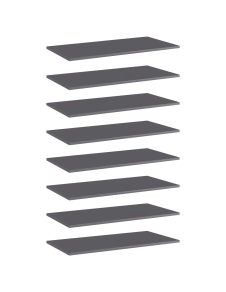 Ripiani per Libreria 8pz Grigio Lucido 80x40x1,5cm Multistrato