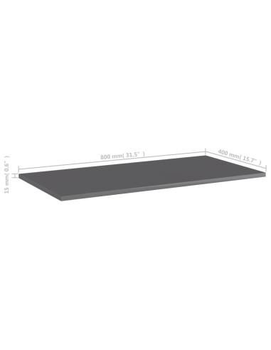 Ripiani per Libreria 8pz Grigio Lucido 80x40x1,5cm Multistrato