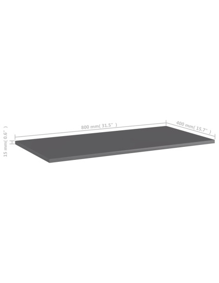 Ripiani per Libreria 8pz Grigio Lucido 80x40x1,5cm Multistrato
