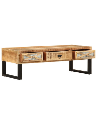 Tavolino da Salotto 110x50x38 cm in Legno Massello di Mango