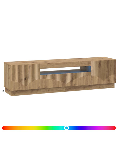 Mobile TV LED Rovere Artigianale Legno ingegnerizzato