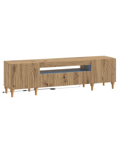 Mobile TV LED Rovere Artigianale Legno ingegnerizzato