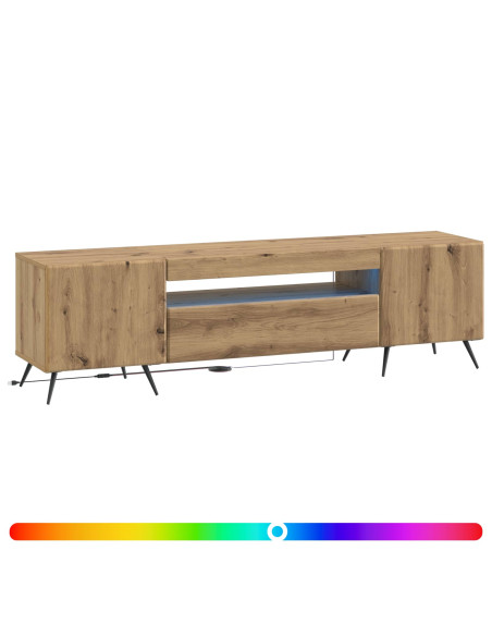 Mobile TV LED Rovere Artigianale Legno ingegnerizzato
